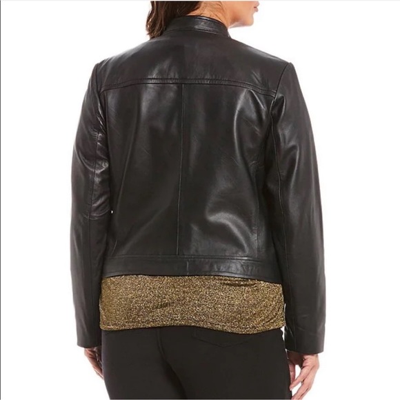NWT MICHAEL Michael Kors Plus Size
Genuine Leather Long Sleeve Moto Jacket - Picture 2 of 11